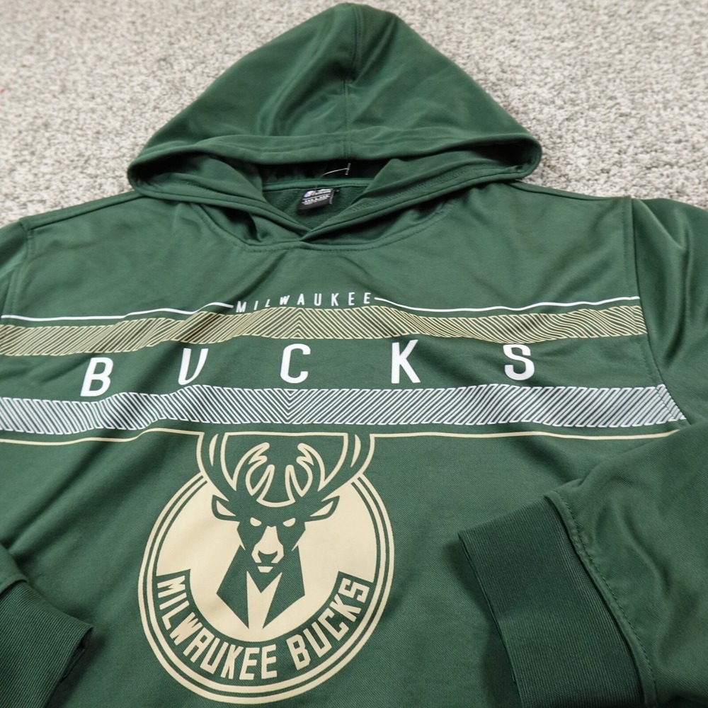 Milwaukee Bucks Hoodie Mens L Green NBA Basketball Graphic Pullover Sweatshirt